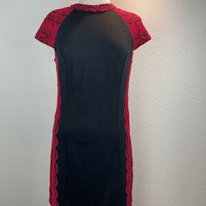 EUC Kensie Womens Midi Black and Red Dress Size S